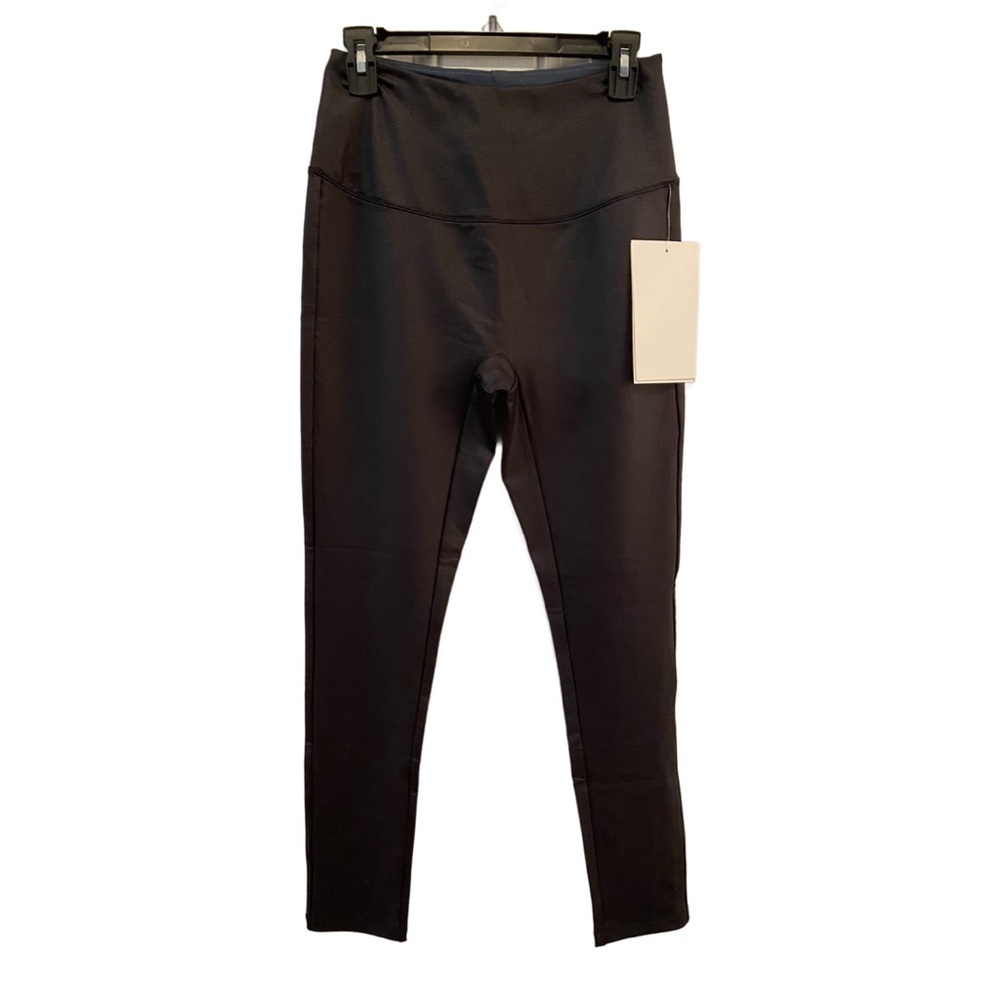 Women With Control Regular Tummy Control Faux Leather Leggings Navy S New